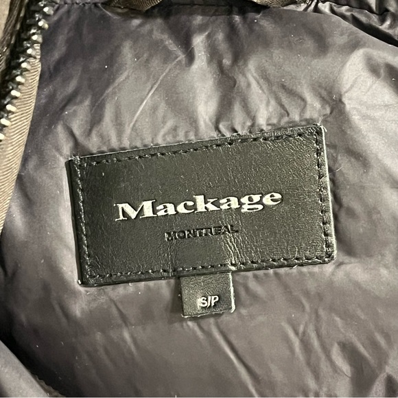 Mackage Jacket Womens Small Green Down Parka Coat Pockets Silver Fox Fur Hood - Picture 5 of 14